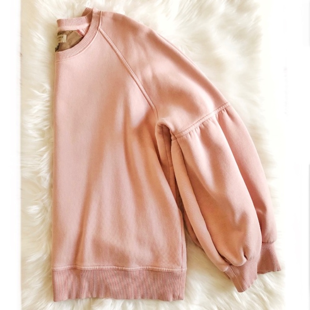 Burberry Crew Neck Puff Balloon Sleeve Sweatshirt